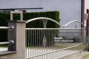 fence chrome stainless steel on wall